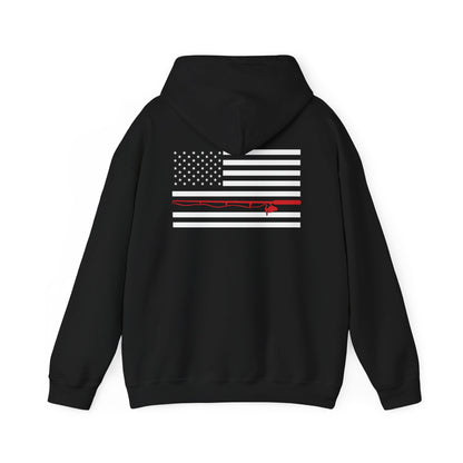 Fishing American Flag Hoodie - Double Sided - Cotton/Poly Blend