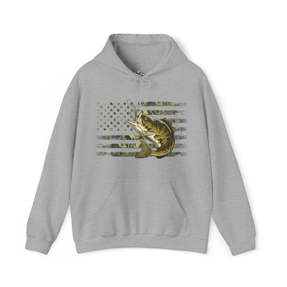 Patriotic Bass Angler Hoodie - Cotton/Poly Blend