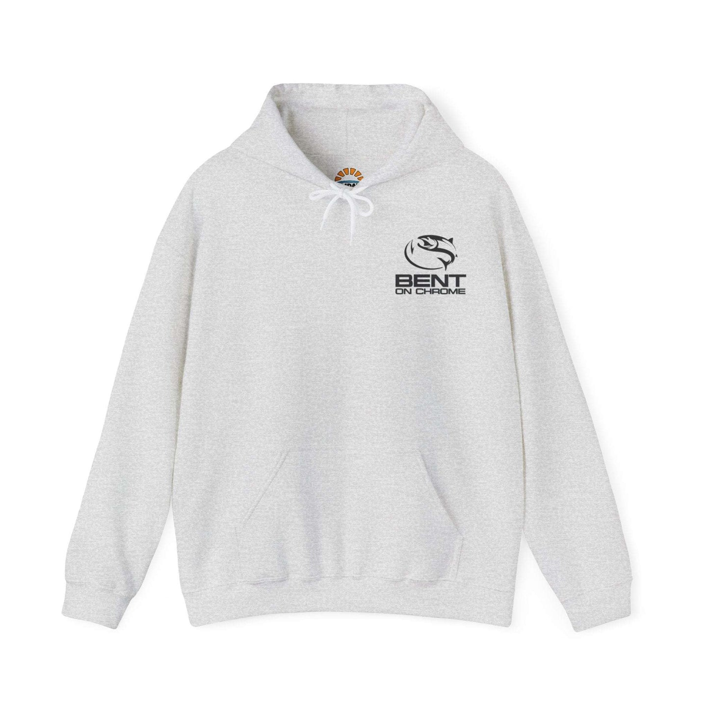 Bent On Chrome pull over hoodie with original logo, cotton/poly blend for avid anglers.