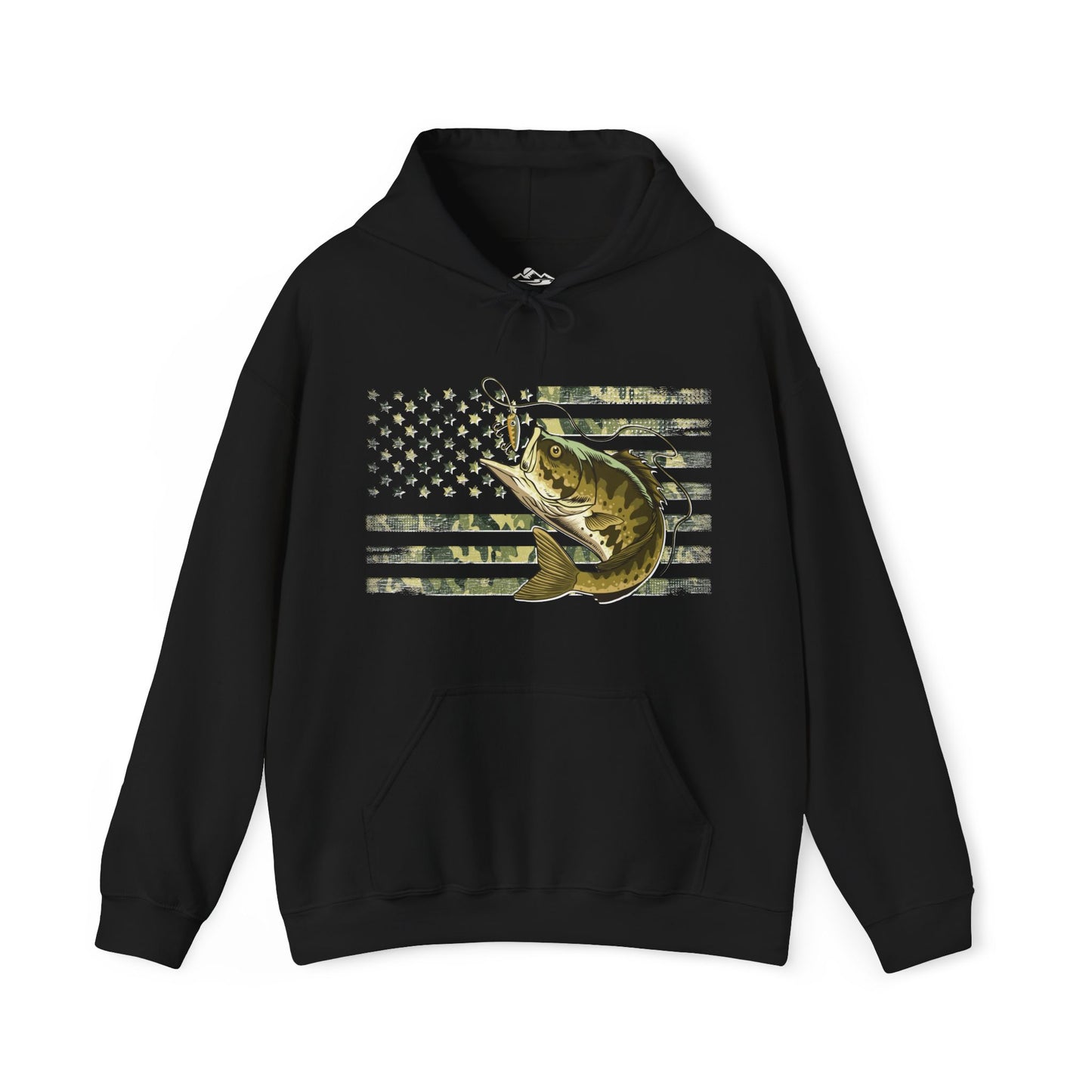 Patriotic Bass Angler Hoodie - Cotton/Poly Blend