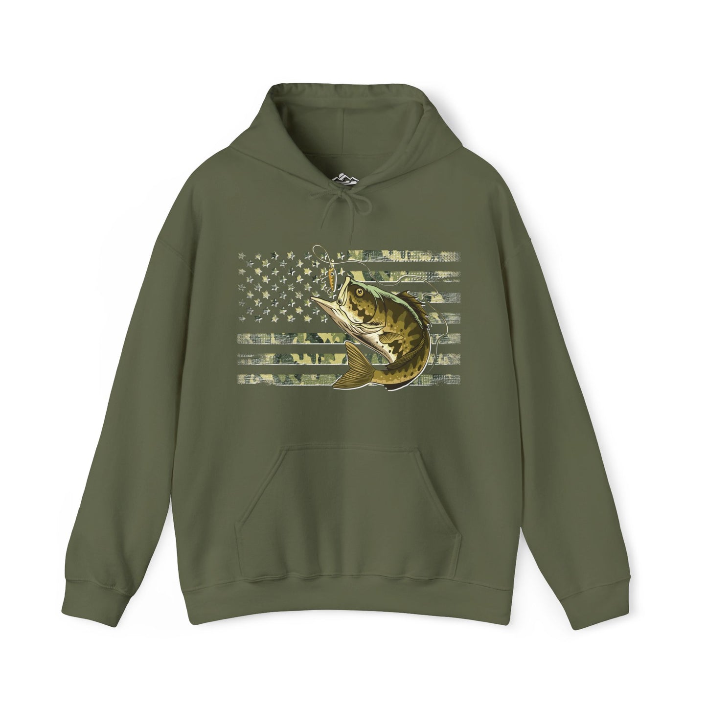 Patriotic Bass Angler Hoodie - Cotton/Poly Blend