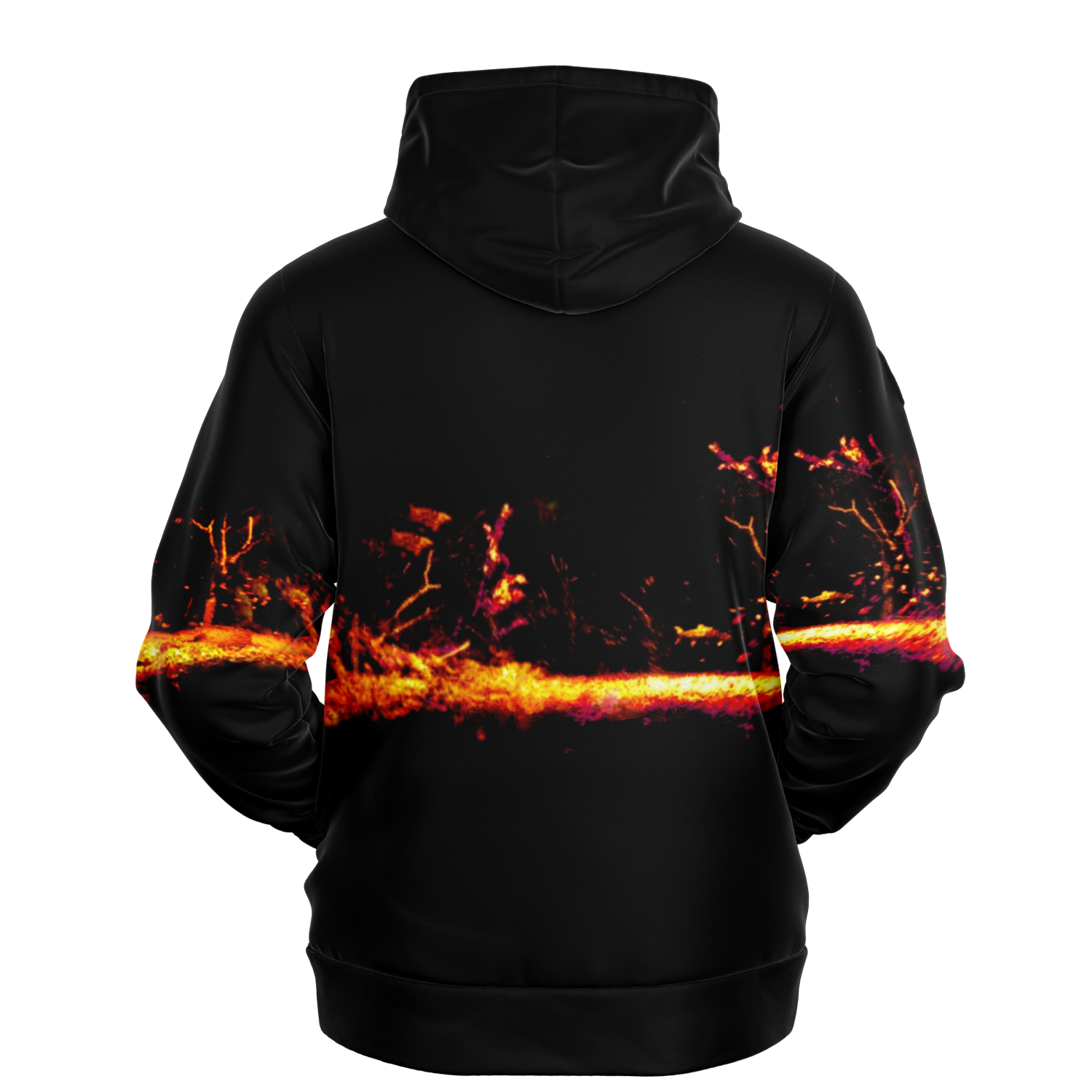 Sonar Live Hoodie with vibrant sonar pattern, tri-blend fabric, back view.