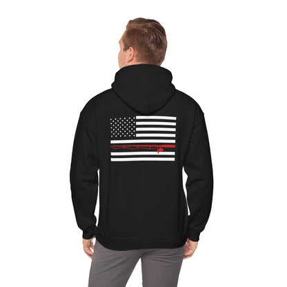 Fishing American Flag Hoodie - Double Sided - Cotton/Poly Blend