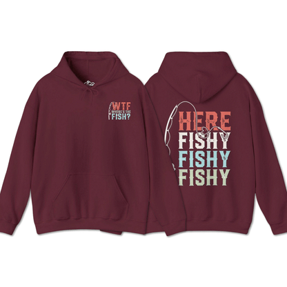 Here Fishy, Fishy, Fishy Hoodie - Double Sided Print - Cotton/Poly Blend