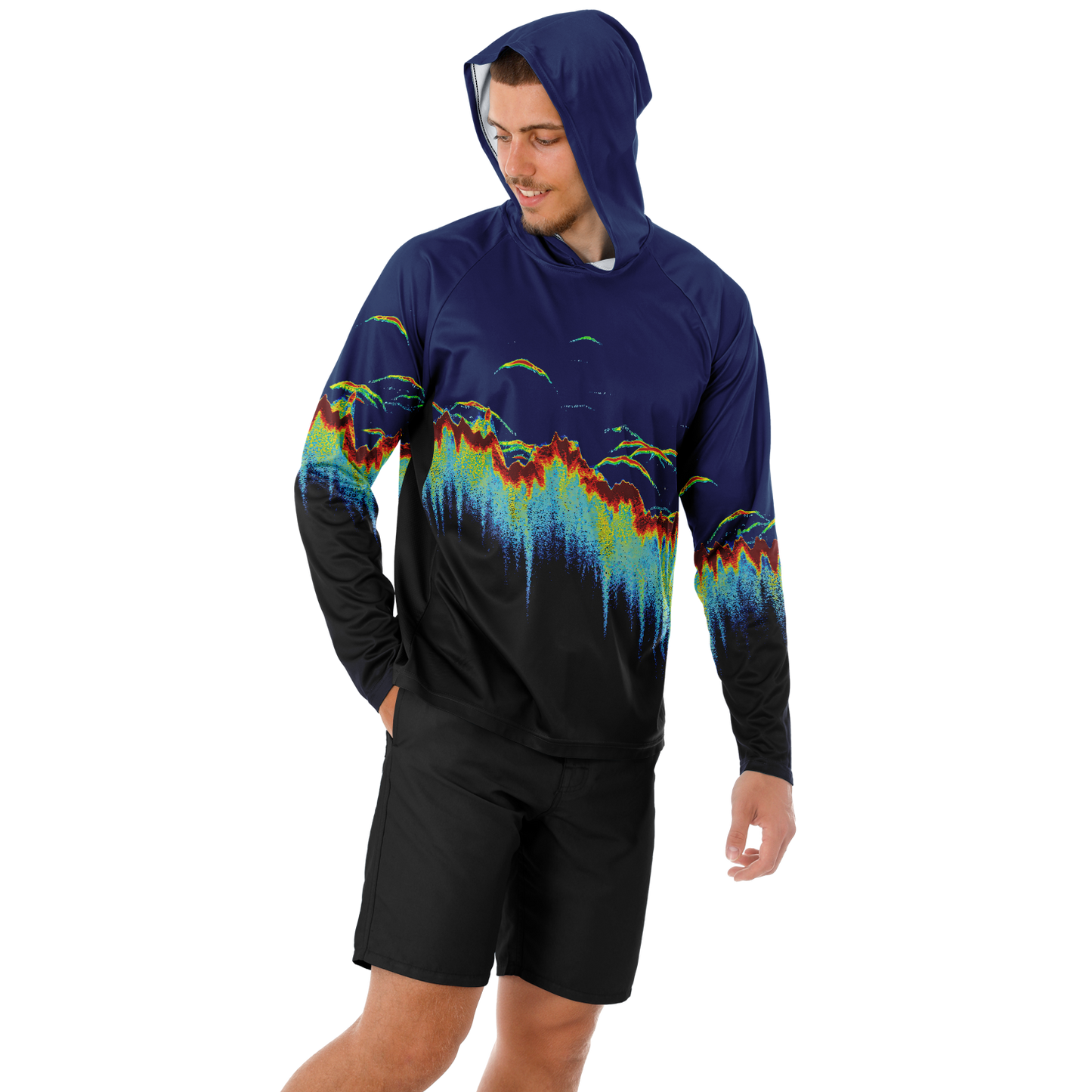 Men's Sonar Scan Hooded Sun Protection Performance Shirt