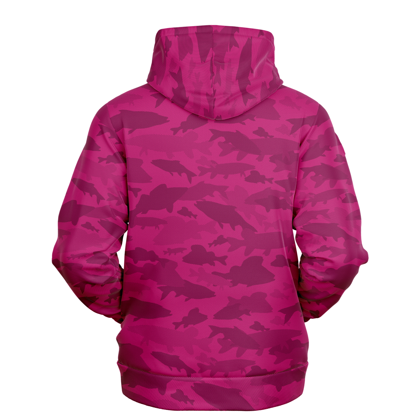 The Angler's Mirage Hoodie - Tri-Blend Hoodie - 6 Colors is a blue camouflage design featuring a graphic of a mountain with the brand name "UPB4DAWN" printed below it. This unisex fit hoodie has a drawstring hood and a front pouch pocket, with its vibrant fish camo pattern standing out against the black background.