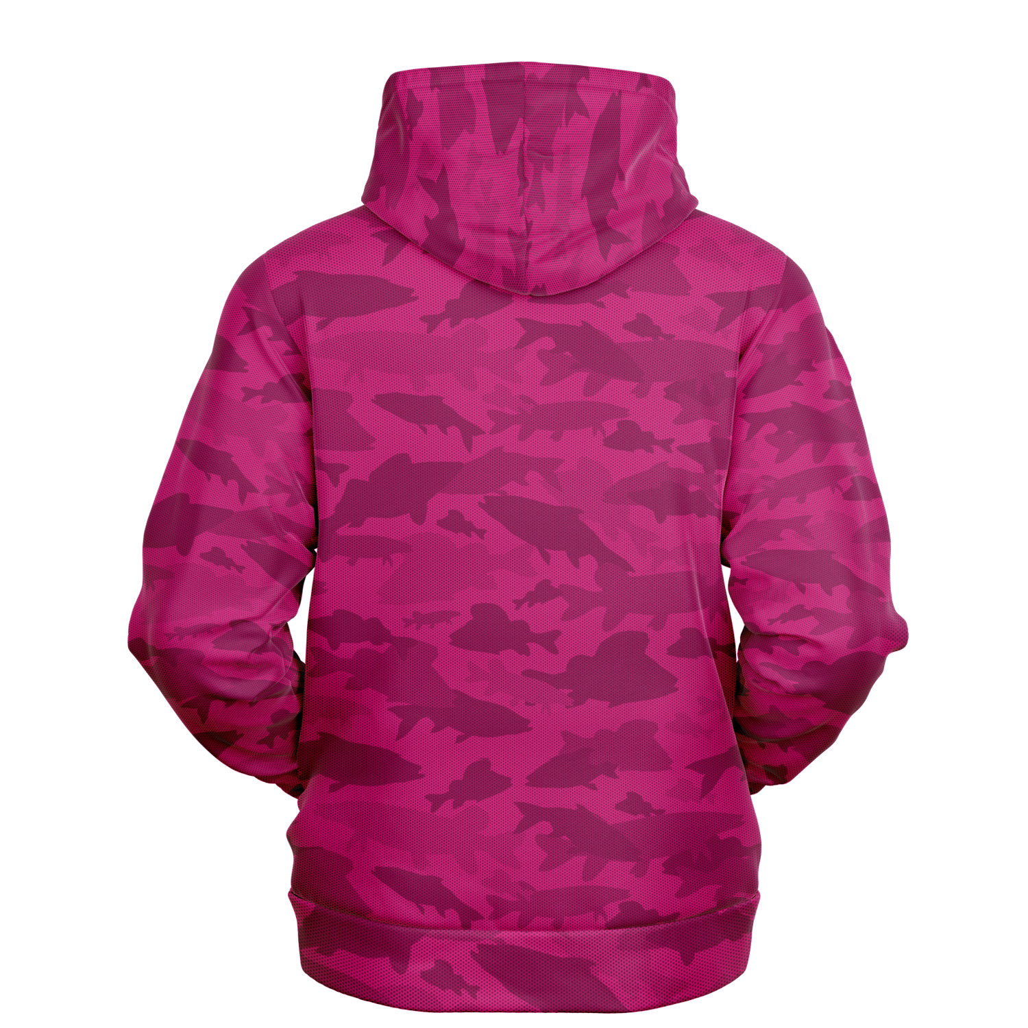 The Angler's Mirage Hoodie - Tri-Blend Hoodie - 6 Colors is a blue camouflage design featuring a graphic of a mountain with the brand name "UPB4DAWN" printed below it. This unisex fit hoodie has a drawstring hood and a front pouch pocket, with its vibrant fish camo pattern standing out against the black background.