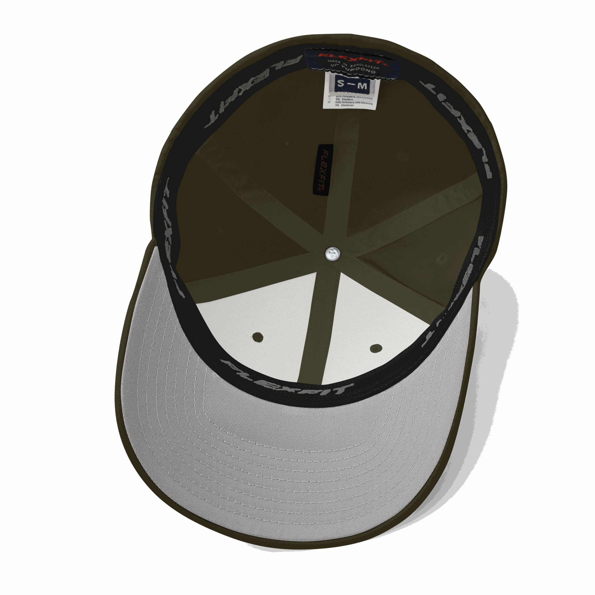 Chrome Flex Fit Structured Twill Cap with elastic stretch band and curved visor.