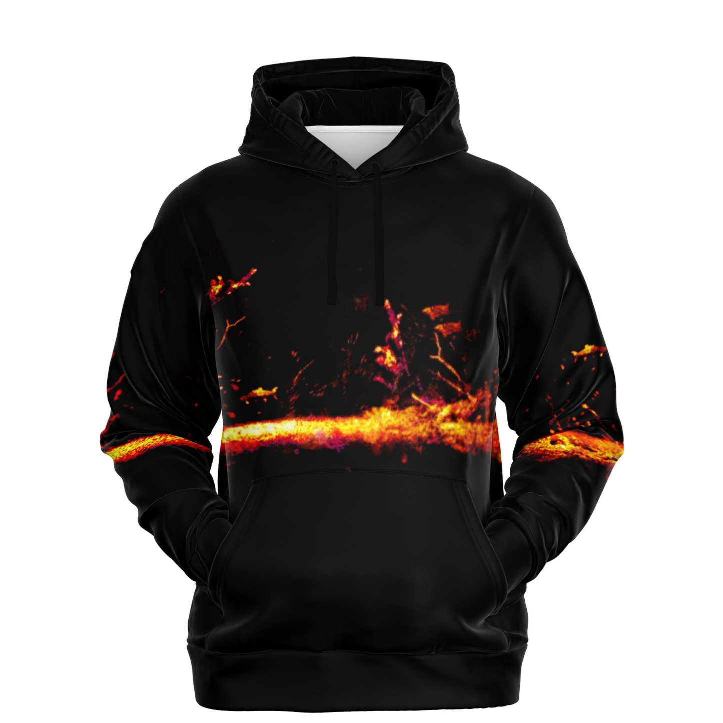 Sonar Live Hoodie with abstract sonar pattern, black tri-blend fabric, ideal for fishing wardrobe.