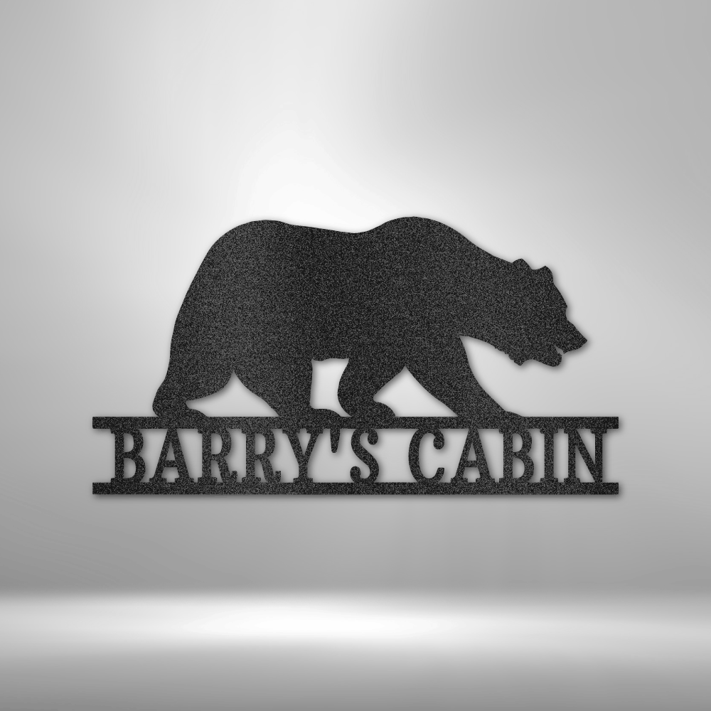 Bear Monogram Customizable Laser-Cut Steel Sign with Bear Silhouette