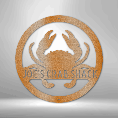 Crab Monogram Customizable Laser-Cut Steel Sign with personalized crab design for coastal decor.